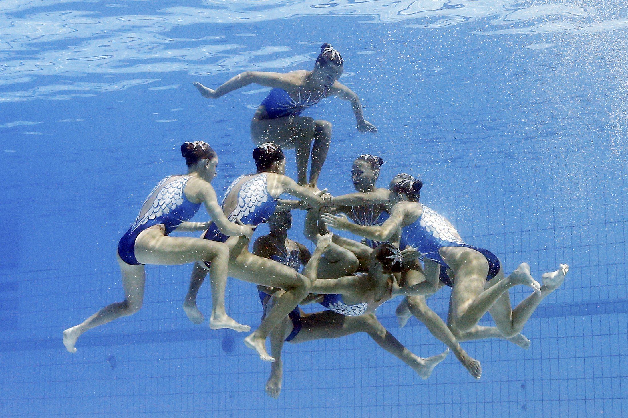 2016 Rio Olympics - Synchronised Swimming - Teams - Free Routine Final - Maria Lenk Aquatics Centre - Rio de Janeiro, Brazil - 19/08/2016. Team Russia (RUS) competes.  REUTERS/Stefan Wermuth    FOR EDITORIAL USE ONLY. NOT FOR SALE FOR MARKETING OR ADVERTISING CAMPAIGNS.
